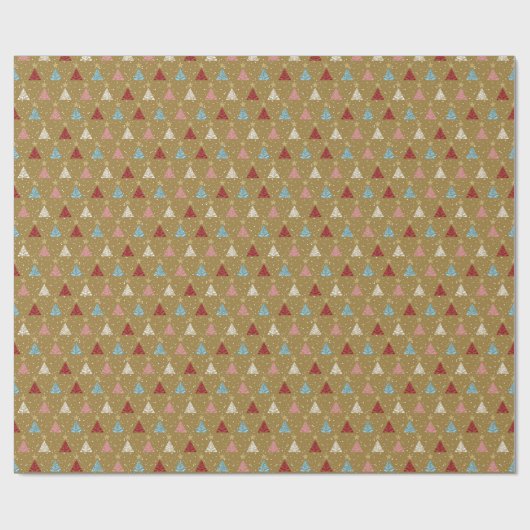Winter Woodland Gold Weihnachtsbaumen Geschenkpapier (Flach)