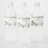Winter Woodland Green Truck Baby Shower Wasserflaschenetikett (Flaschen)