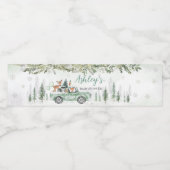 Winter Woodland Green Truck Baby Shower Wasserflaschenetikett (Einzelnes Label)