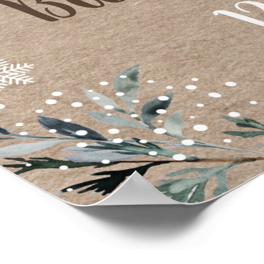 Winter Woodland Greenery Kinderdusche Willkommen Poster (Ecke)