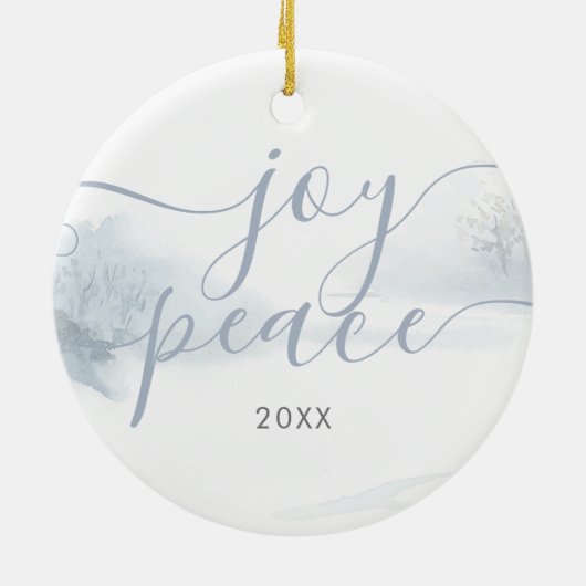 Winter Woodland Hare Liebe Script Keramik Ornament (Hinten)