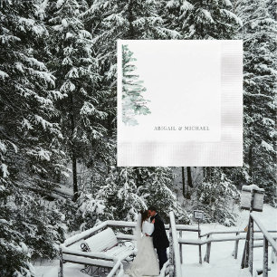 Winter Woodland Hochzeit Personalisierter Cocktail Serviette