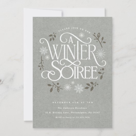 Winter Woodland Holiday Soiree Invitation Einladung (Vorderseite)