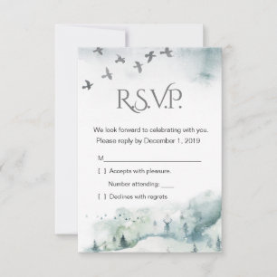Winter Woodland Holiday Wedding RSVP Card Einladung