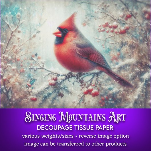 Winter Woodland Kardinal Decoupage Seidenpapier