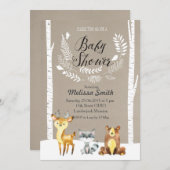 Winter Woodland Kinderdusche Einladung (Vorne/Hinten)