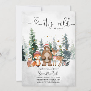 Winter Woodland Kinderdusche Einladung