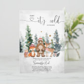 Winter Woodland Kinderdusche Einladung (Stehend Vorderseite)