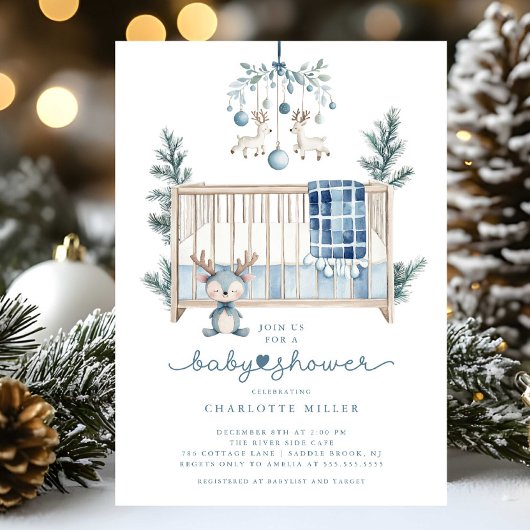 Winter Woodland Kinderdusche Einladung