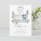 Winter Woodland Kinderdusche Einladung (Stehend Vorderseite)