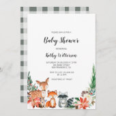 Winter Woodland Kinderdusche Einladung (Vorne/Hinten)
