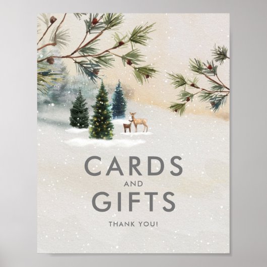 Winter Woodland Kinderduschkarten und Geschenke Poster (Vorne)
