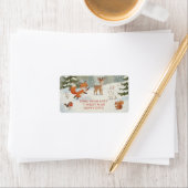 Winter Woodland Merry Christmas Forest Animals Adressaufkleber (Insitu)