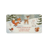 Winter Woodland Merry Christmas Forest Animals Adressaufkleber (Vorne)