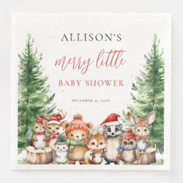 Winter Woodland Merry Little Christmas Baby Shower Serviette