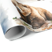 Winter Woodland Mother & Cub Grizzly Bärenland Geschenkpapier (Rolleneckpunkt)