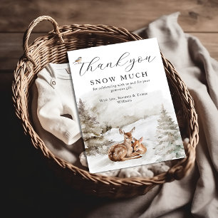 Winter Woodland Oh Deer Theme Baby Boy Dusche Dankeskarte