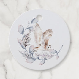 Winter Woodland Owl Moderne Script Baby Dusche Geschenkanhänger