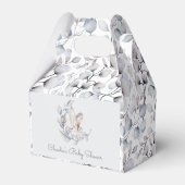 Winter Woodland Owl Moderne Script Baby Dusche Geschenkschachtel (Rückseite)