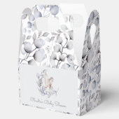 Winter Woodland Owl Moderne Script Baby Dusche Geschenkschachtel (Geöffnet)