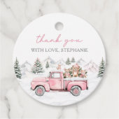 Winter Woodland Pink Gefälligkeitstags Geschenkanhänger (Vorderseite)