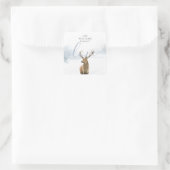 Winter Woodland Scene Stag Quadratischer Aufkleber (Tasche)
