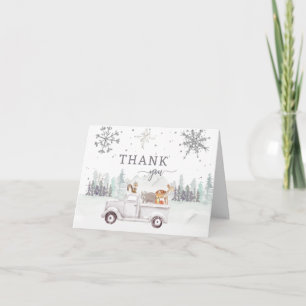 Winter Woodland Snowflake Babydusche Dankeskarte