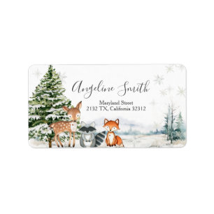 Winter Woodland Snowflakes Kinderdusche Adresse Adressaufkleber