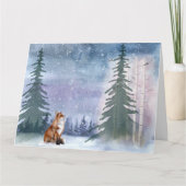 Winter Woodland Snowy Fox & Bird Karte (Vorderseite)