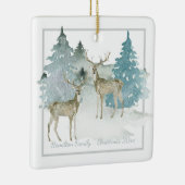 Winter Woodland Stag Deg Personalisiert Weihnachte Keramikornament (Rechts)