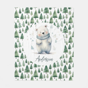 Winter Woodland Teddy Bärenname Fleecedecke