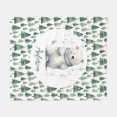 Winter Woodland Teddy Bärenname Fleecedecke (Vorderseite (Horizontal))