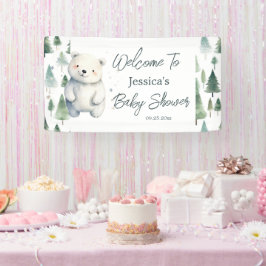 Winter Woodland Teddy Bear Baby Dusche Banner