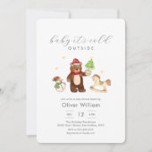 Winter Woodland Teddy Bear Snowman Baby Shower Einladung (Vorderseite)