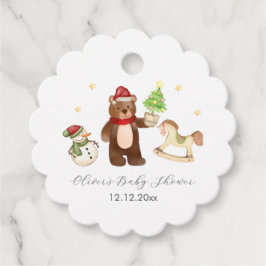 Winter Woodland Teddy Bear Snowman Baby Shower Geschenkanhänger