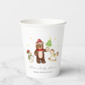 Winter Woodland Teddy Bear Snowman Baby Shower Pappbecher (Rückseite)