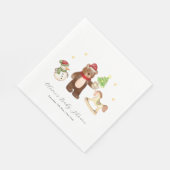 Winter Woodland Teddy Bear Snowman Baby Shower Serviette (Ecke)