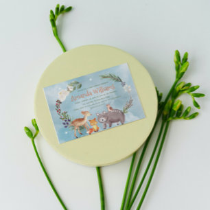 Winter Woodland Tiere Berries Pine Cotton Baby Einladung