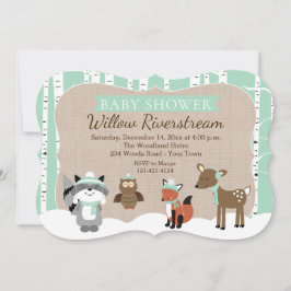 Winter Woodland Tiere Die Mint Babydusche schneide Einladung