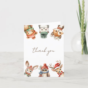 Winter Woodland-Tiere geschlechtsneutrale Babydusc Dankeskarte