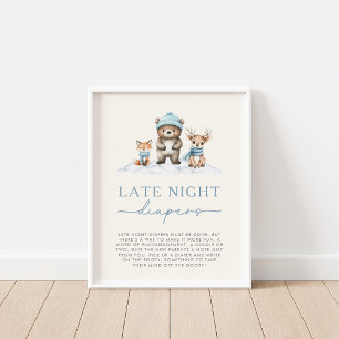 Winter Woodland Tiere Spätabendtaucher Spiel Poster