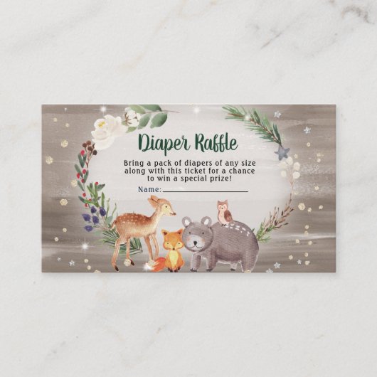 Winter Woodland Tiere Windelwinddusche Begleitkarte (Vorderseite)