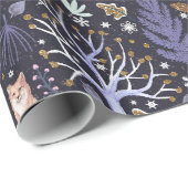 Winter Woodland Violet/Gold ID785 Geschenkpapier (Rolleneckpunkt)