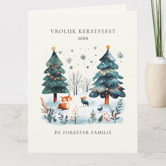 Winter Woodland Vrolijk Kerstfeest Gruß Karte (Vorderseite)