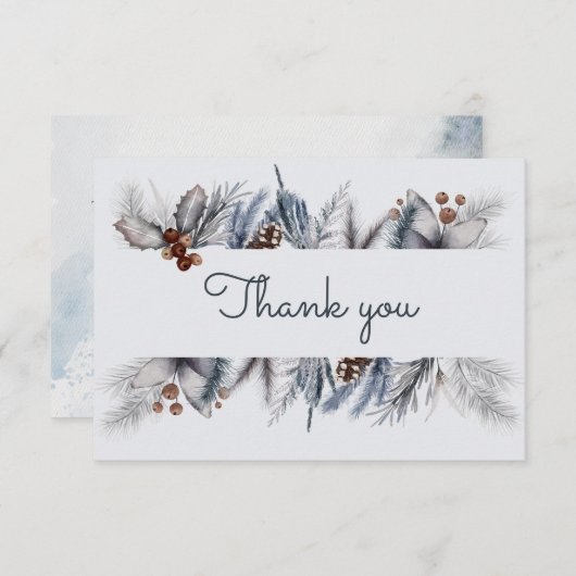 Winter Woodland Watercolor Forest Baby Dusche Dankeskarte (Vorne/Hinten)