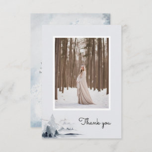 Winter Woodland Watercolor Forest Maternity Foto Dankeskarte