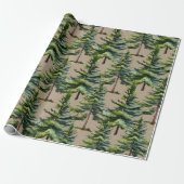 Winter Woodland Watercolor Spruce Forest Kraft Geschenkpapier (Ungerollt)