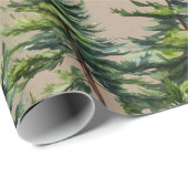 Winter Woodland Watercolor Spruce Forest Kraft Geschenkpapier (Rolleneckpunkt)