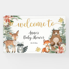 Winter Woodland Weihnachten Blumenjungen Dusche Banner