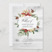 Winter Woodland Weihnachten Rustikaler QR-Code Hoc Einladung (Vorderseite)